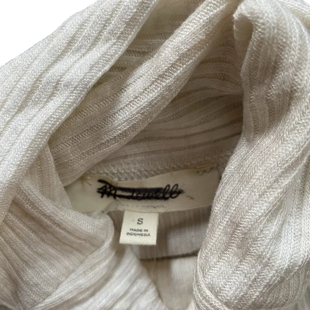 Madewell NWT Ribbed Turtleneck Long-Sleeve Tee Heather Cream Small Mock Neck